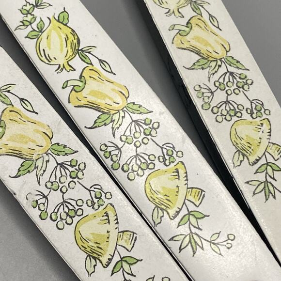 Vintage Kitchen Utensils Vegetable Mushrooms Peppers Serving Spoons Ladle Yellow - Picture 3 of 8